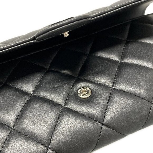 Auth CHANEL Matelasse AP0241 Black pearly lambskin Long Wallet - Picture 10 of 11